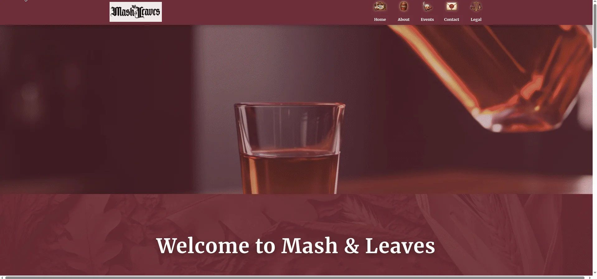 Website preview for Mash & Leaves, showing its design and page layouts